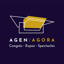Formes géométriques blanche et orange représentant le logo de l'Agora d'Agen